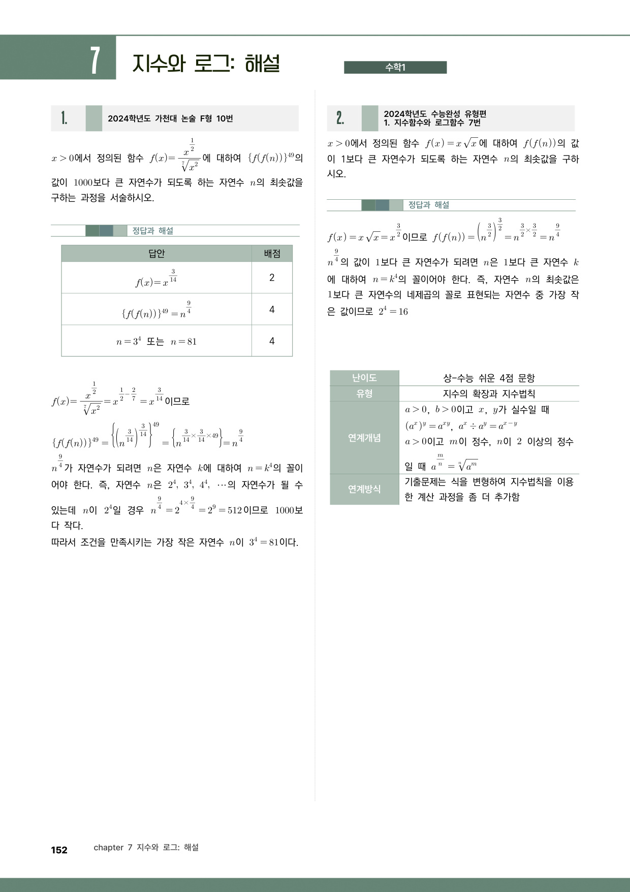가천대 수학Ⅰ 타이핑 해설과 채점 기준표