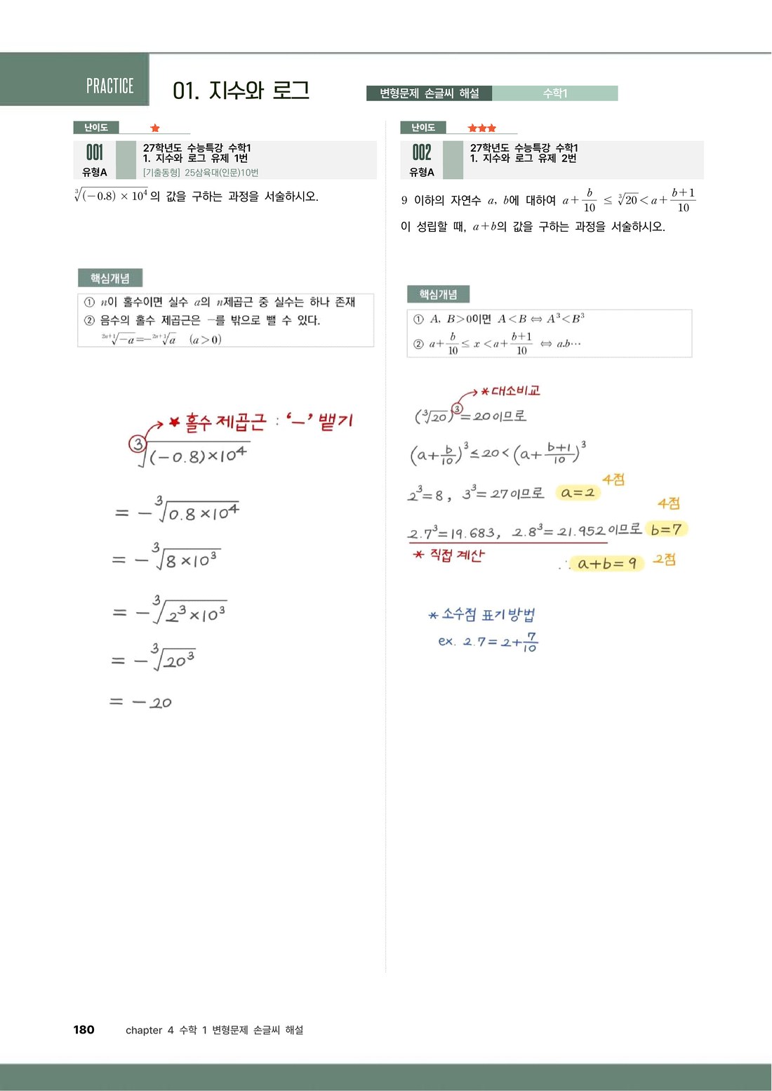 파워업 수학1 손글씨 해설