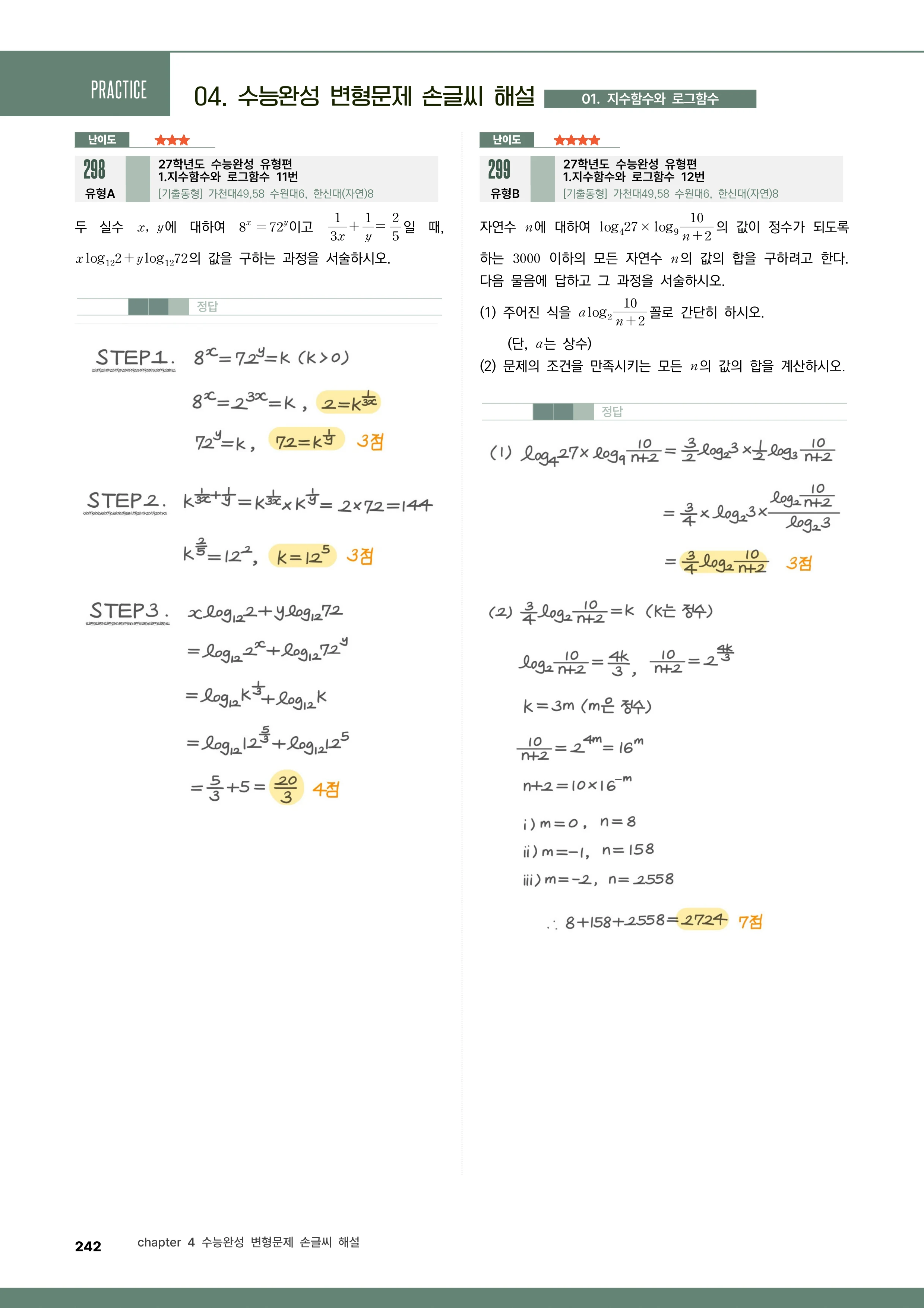 삼각함수 실전 손글씨 해설